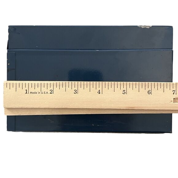 Vintage Hilton Carte Blanche Credit Card Application Blue Yellow Tin Box 50s 60s - Picture 3 of 10